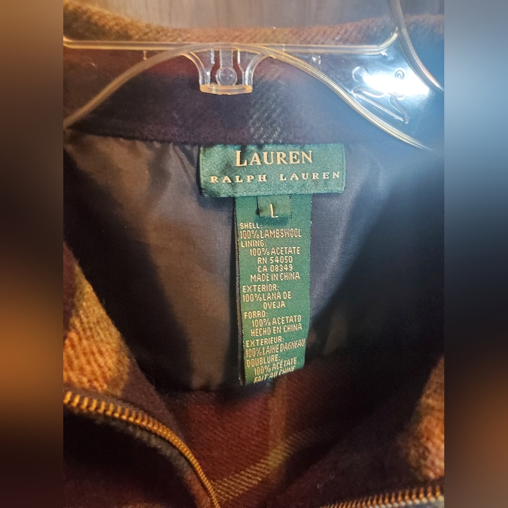 Ralph Lauren wool zipper front shirt jacket size XL plaid flannel 100% lambswool - Picture 4 of 7